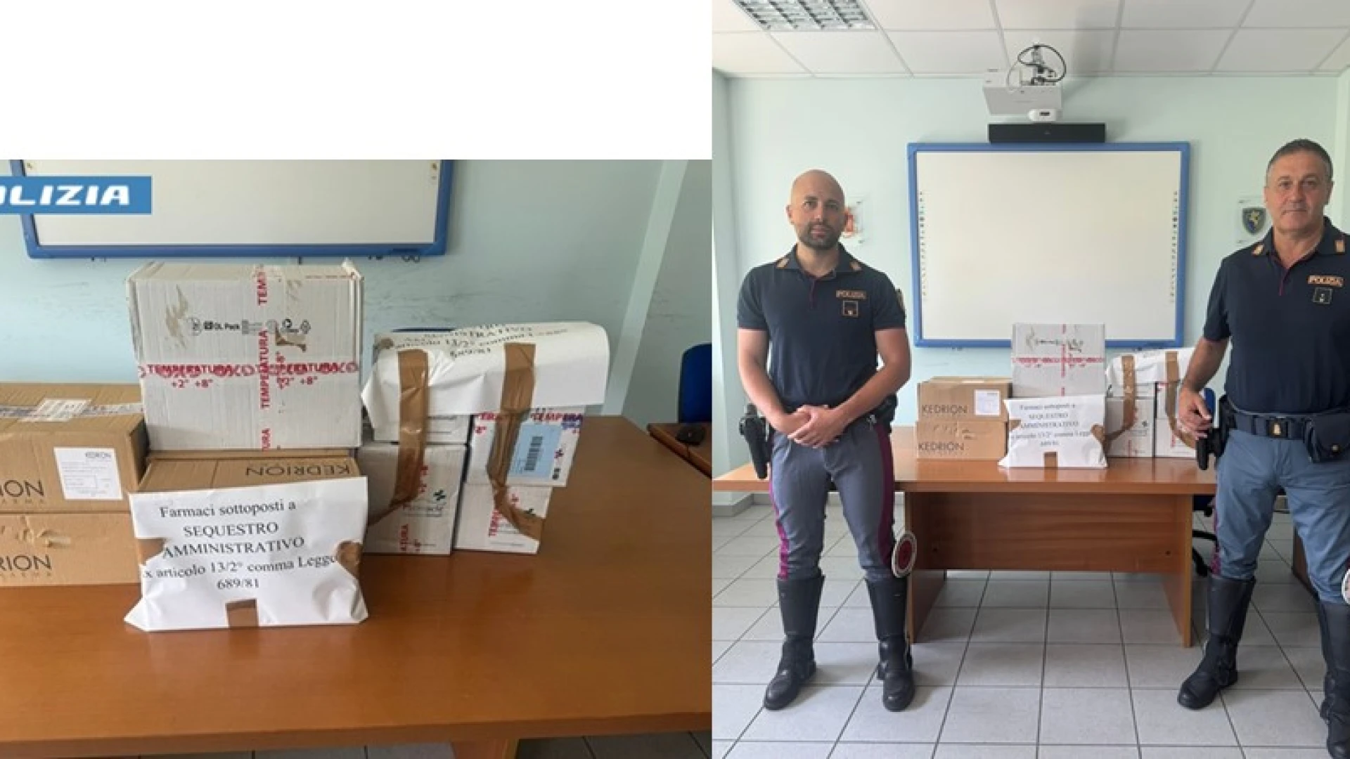 Sesto Campano: farmaci trasportati in un furgone senza refrigerazione. Sequestrati dalla Polizia di Stato SULLA SS 85 Venafrana.